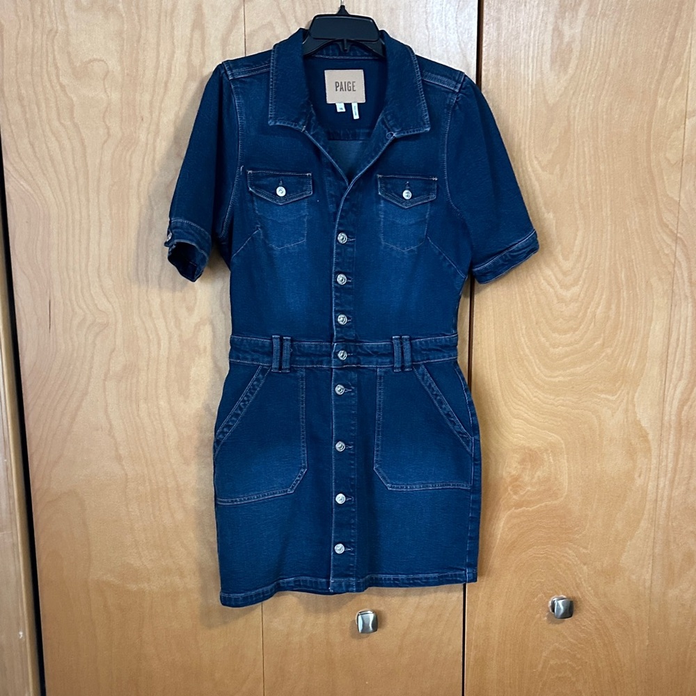 PAIGE Indigo Denim Button-Front Mini Dress